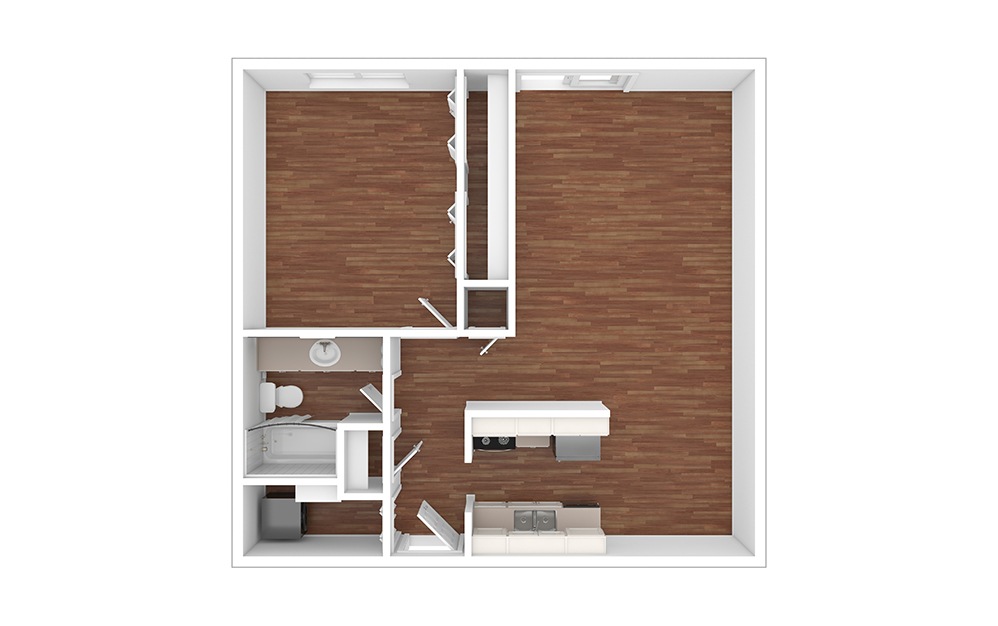 Texas - Reno - 1 bedroom floorplan layout with 1 bathroom and 665 square feet (Floor 2, 3D)