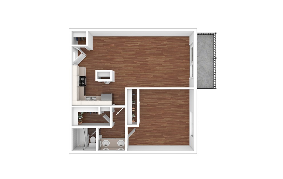 Florida - 1 bedroom floorplan layout with 1 bath and 710 square feet. (Floor 2 / 3D)
